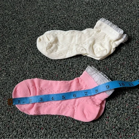 NWT 2 Pack Pastel Pink White Frilly Lace Mesh Whimsy Girly Ankle Fashion Socks - Picture 13 of 13